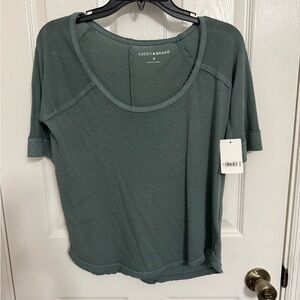Lucky Brand Women's Sage Green Short Sleeve Top